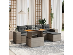 Conjunto de 6 sofás de jardín con cojines en mimbre gris DKD Home Decor