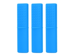 Juguete De Silicona Para La Dentición Del Bebé, Libre De Bpa, Apto Para Congelar Y Hervir, 3 Piezas, Azul.