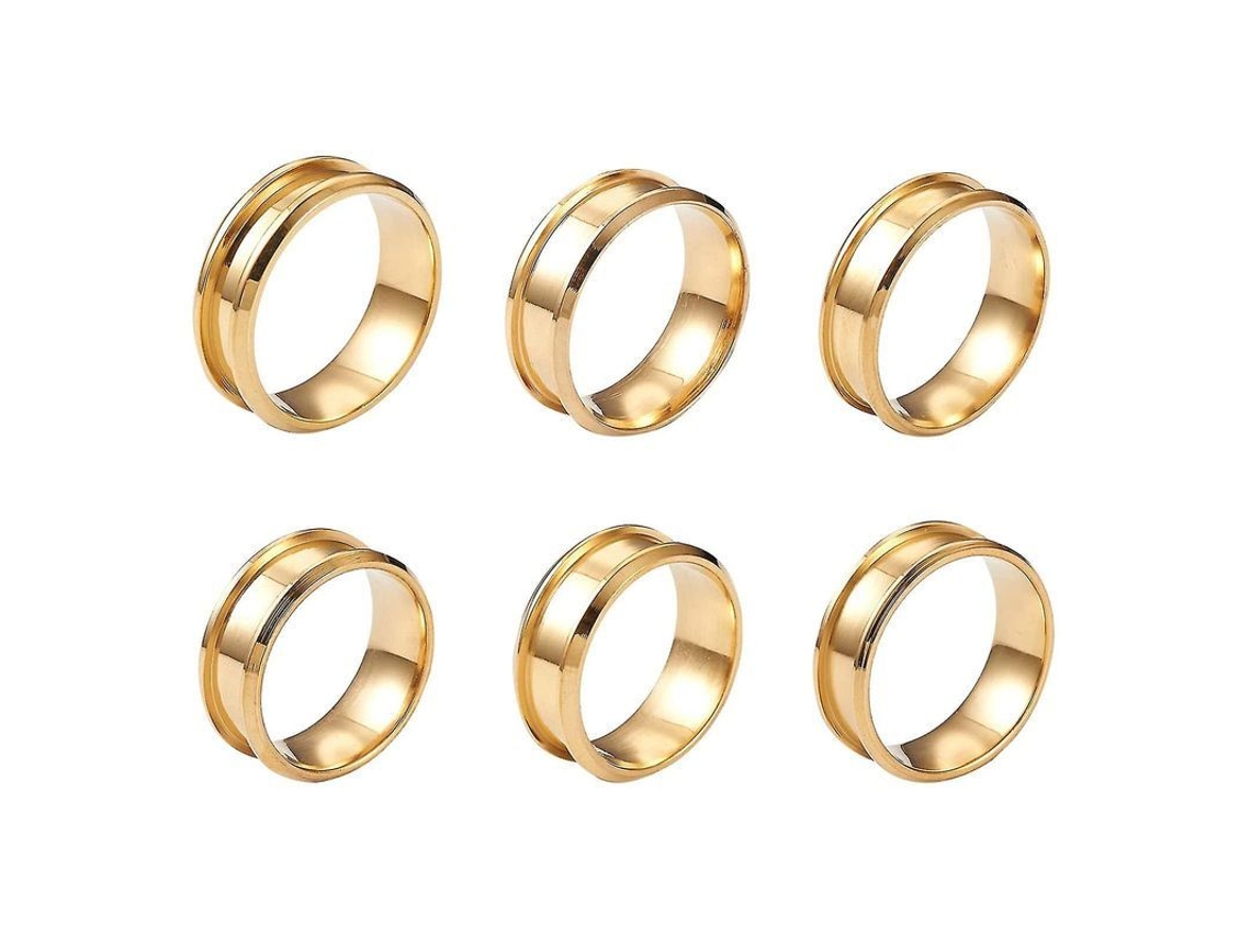 2026-6pcs Anillos Base Inlay Acero Inoxidable Banda Ranurada 8mm Para Diy