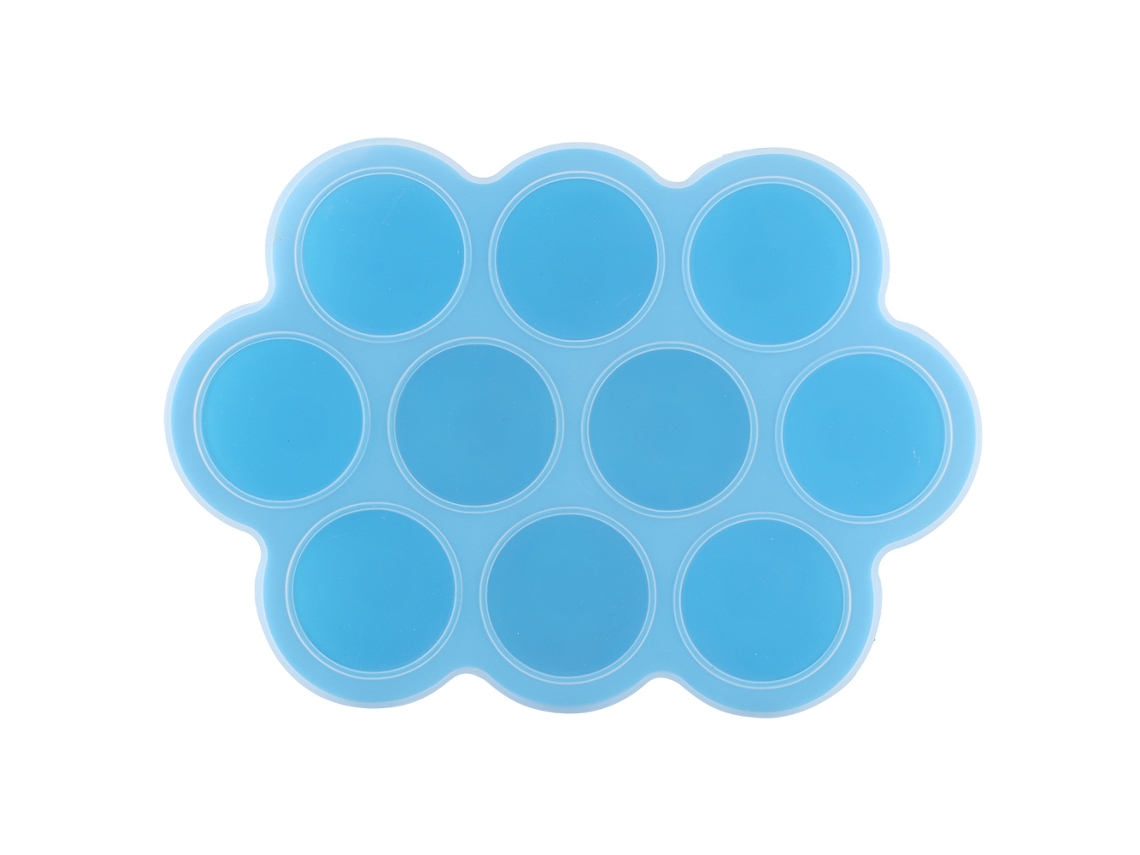Bandeja De Silicona Para Congelar Con 10 Orificios Y Tapa Reutilizable Para Comida De Bebé - Azul