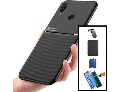 Kit Carcasa, Protector y Soporte Magnético Huawei P Smart Z PHONECARE Magnetic Lux, Magentic Wallet L Safe Driving Negro