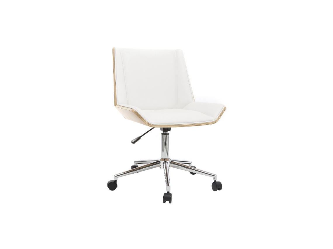 Silla de Escritorio Moderna Pu Blanca Y Madera Clara Melkior MILIBOO