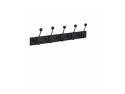 Relaxdays Perchero Pared 5 Ganchos Dobles, Colgador Mural Pasillo, Recibidor. Salón, Hierro Y Mdf, 14 X 65 X 7 Cm, Negro