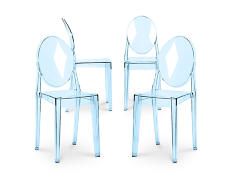 Pack de 4 Sillas de Comedor Victoria Queen Transparentes 50x38x91cm GHOST STYLE