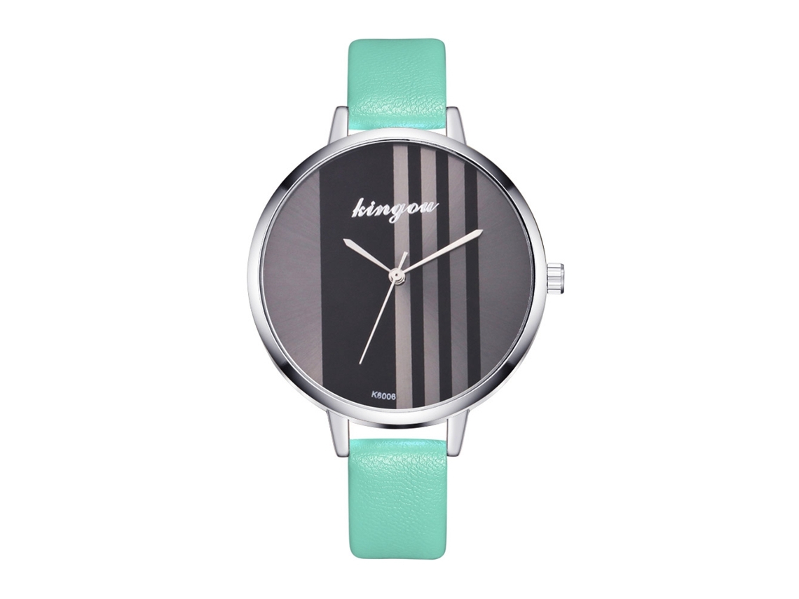 Reloj De Pulsera De Cuarzo Para Mujer Con Correa De Piel Sintética, Estilo Sencillo, Esfera Redonda (menta).