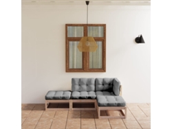 Conjunto de jardín de 4 piezas con cojines en pino macizo DKD Home Decor
