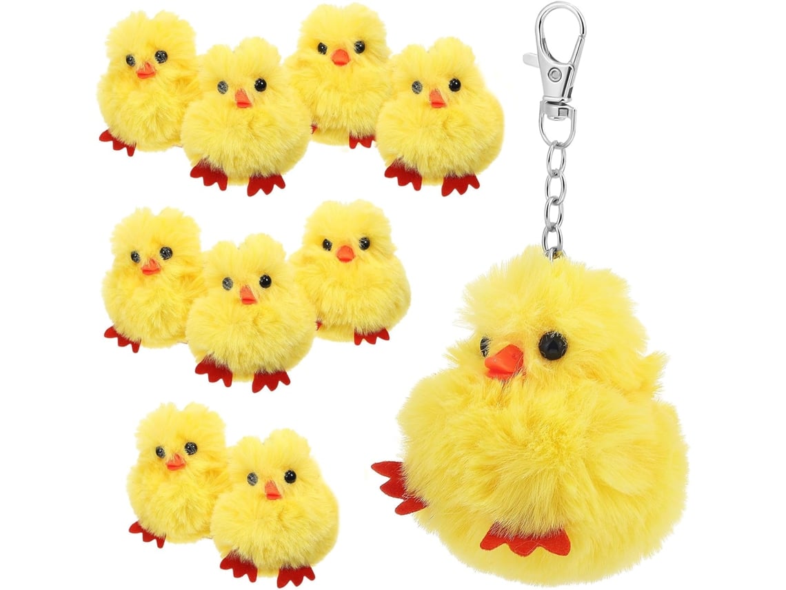 Chaveiros De Bichinhos De Pelúcia Fofos, Conjunto De 10, Pato Amarelo, Pelúcia, Compacto, Para Mulheres