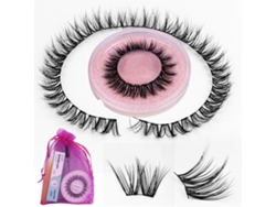 Cílios postiços segmentados Z'lraqi DIY, naturais e volumosos, conjunto completo com ferramentas.