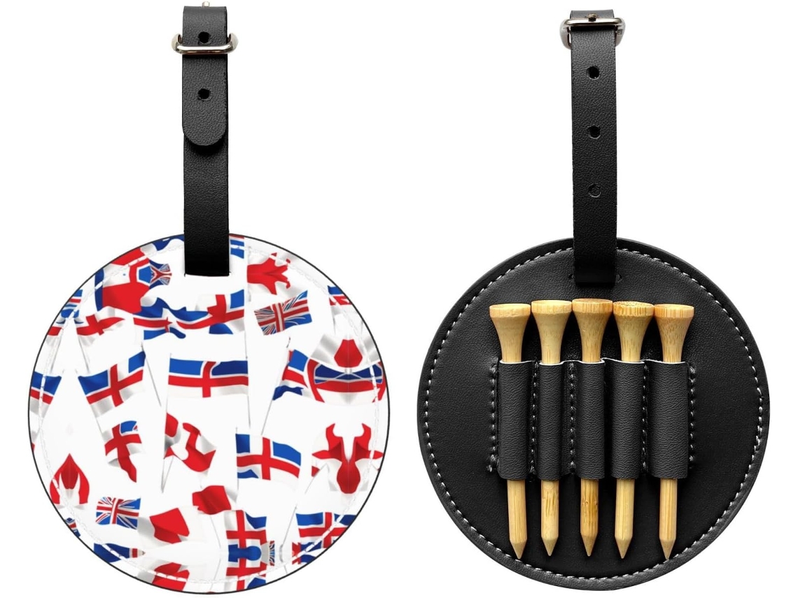 Bolsa para tees de golf con la bandera nacional, fácil de transportar y práctica, sin marca.
