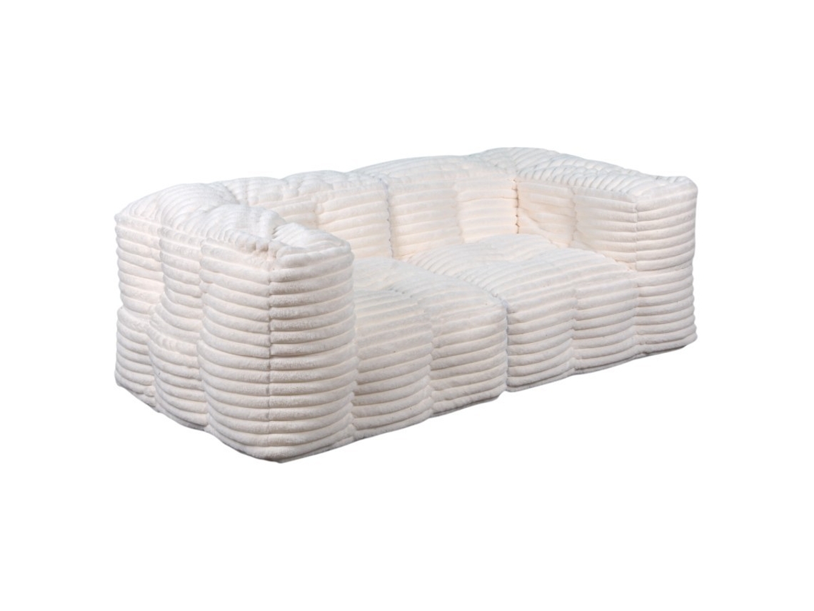 Sofá Modular De Pelo Acanalado 90x180 Cm Blanco