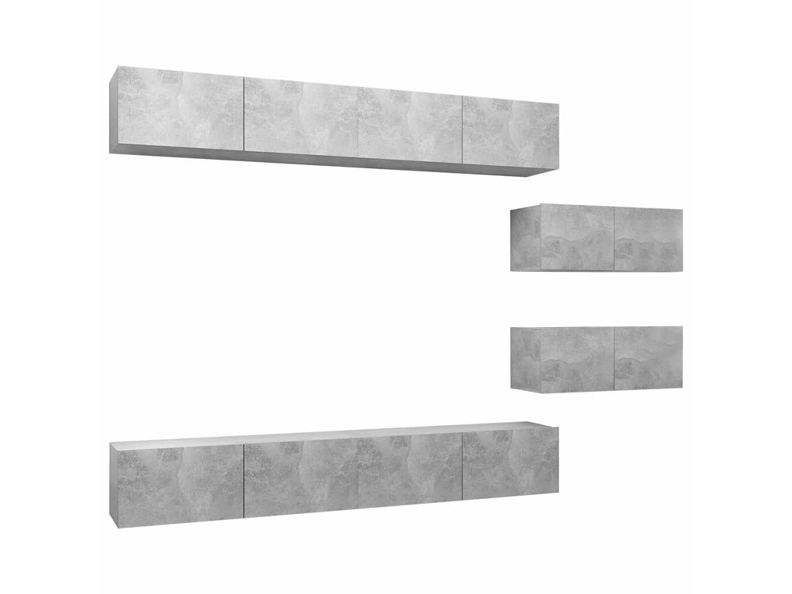 Conjunto de 6 muebles de TV de madera gris cemento EXCLUSIVO DE LA CASA