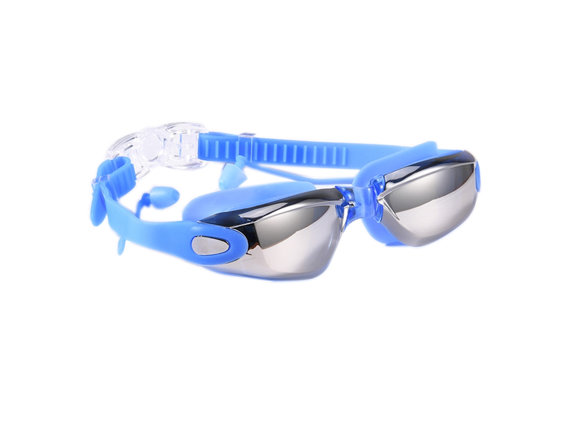 Gafas de natación para adultos con lentes de silicona impermeables y antivaho con revestimiento metálico.