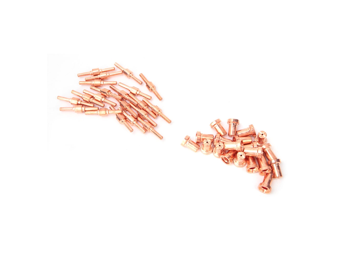 Kit De 40 Consumibles Para Antorcha De Plasma Pt31 Lgk40: Electrodos De Cobre Y Boquillas Extendidas.