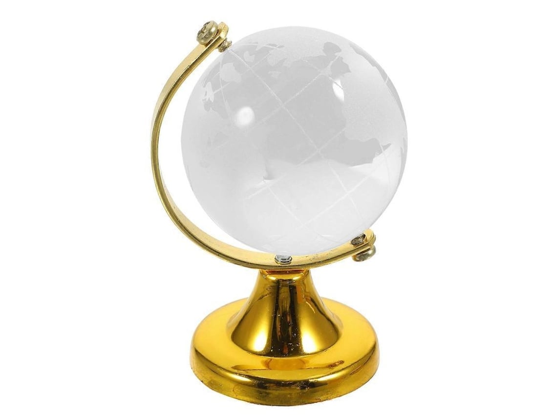 Globo Cristal Miniatura Decorativo Con Base Dorado 6.5cm Para Hogar Oficina Coleccionistas 6,50x4,00x4,00cm Dorado