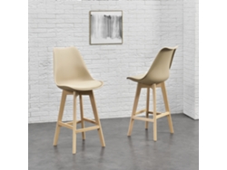 Conjunto de Cadeiras de Jantar [EN.CASA] Lublin Bege (Couro sintético, Faia - 105 x 48 x 58 cm)