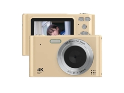 Cámara digital portátil Bestvite 4K de alta resolución con zoom de 16x y luz preactivada (dorada)