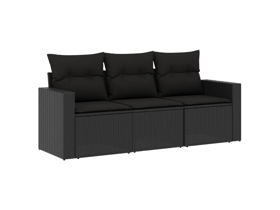 Maison Exclusive - Set De Sofás De Jardín Con Cojines 3 Pzas Ratán Sintético Negro