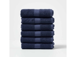 Homescapes Turkish Cotton Hand Towel Set Of 6, Navy Blue