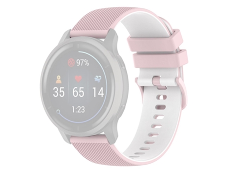 Correa de Silicona textura de cuadrícula de 20mm de dos colores para Garmin Venu2 Plus/Venu Sq/Vivomove - rosa/blanco