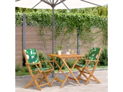 Conjunto de bistró de 3 piezas en madera maciza con estampado de hojas de DKD Home Decor