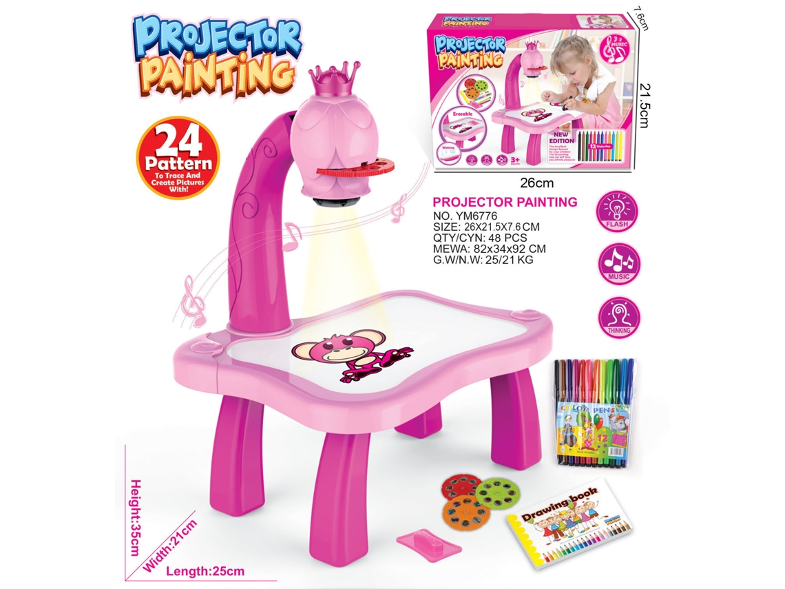 Kit De Dibujo Rosa, Mesa De Dibujo Infantil, Juguetes Musicales, Manualidades Infantiles, Cuaderno*