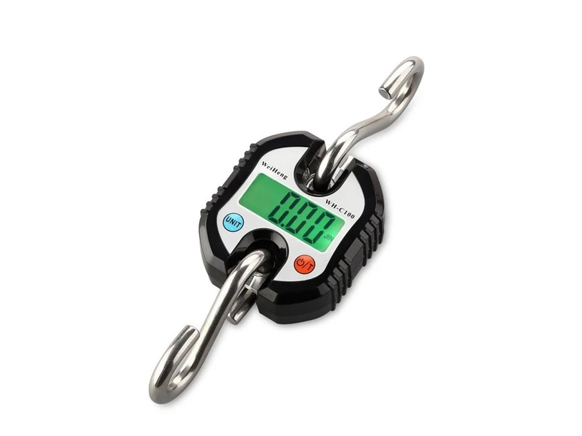 Báscula De Grúa Digital Portátil (150 Kg, Negra) Con Gancho De Pesaje Resistente