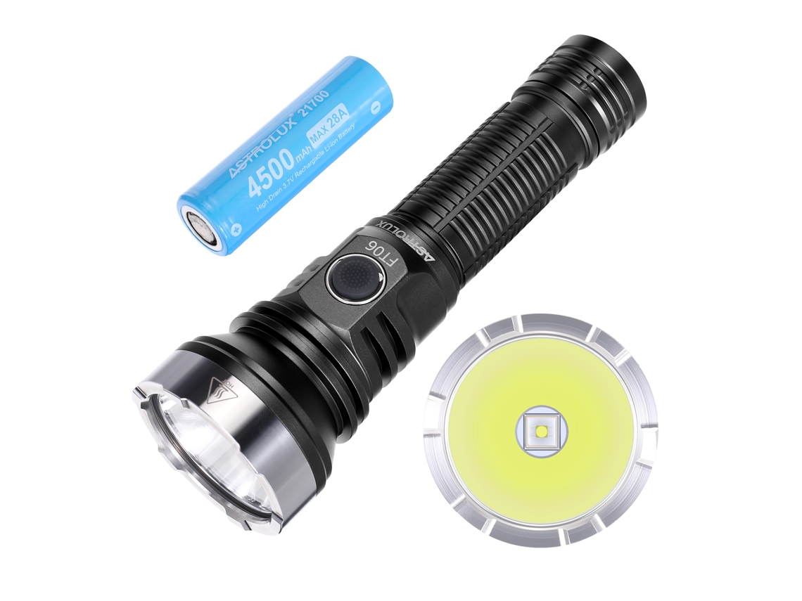 Linterna LED Green-astrolux FT06 de 2850 lm y 1019 m de largo alcance y alto lumen con una potente batería de 4500 mAh y atenuación continua, luz brillante.