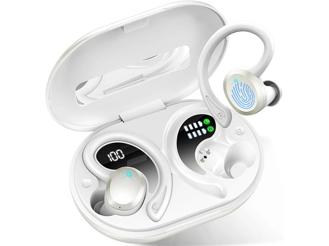 Earbuds Sem Fios Desportivos Hifi Estéreo Sobre Yizhood Bluetooth Blanco