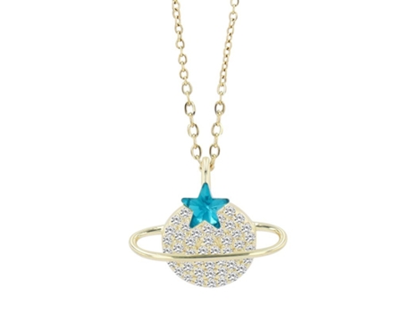 Collar Planeta en Plata de Ley 925 con Circonias Bañado en Rodio