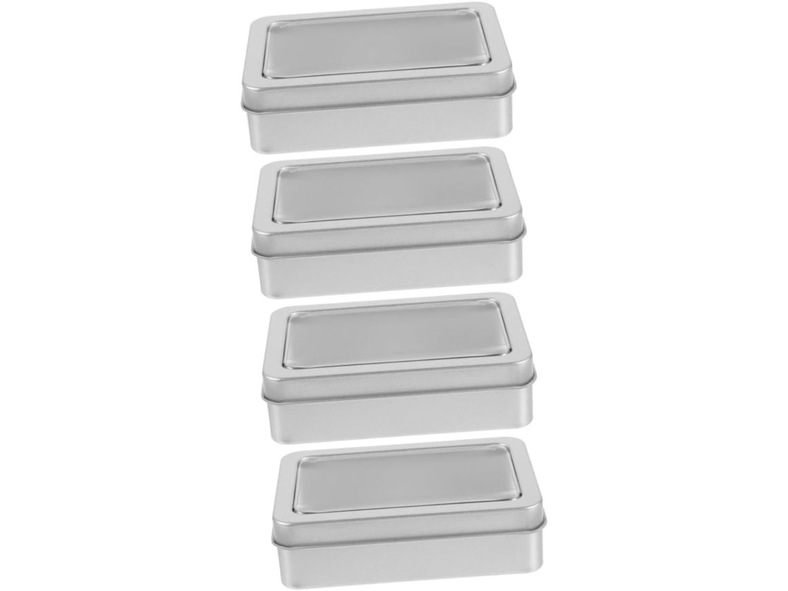 Juego De 4 Cajas De Almacenamiento De Hierro Esmerilado Con Tapas, Contenedores Multicolores, Caja Para Dados