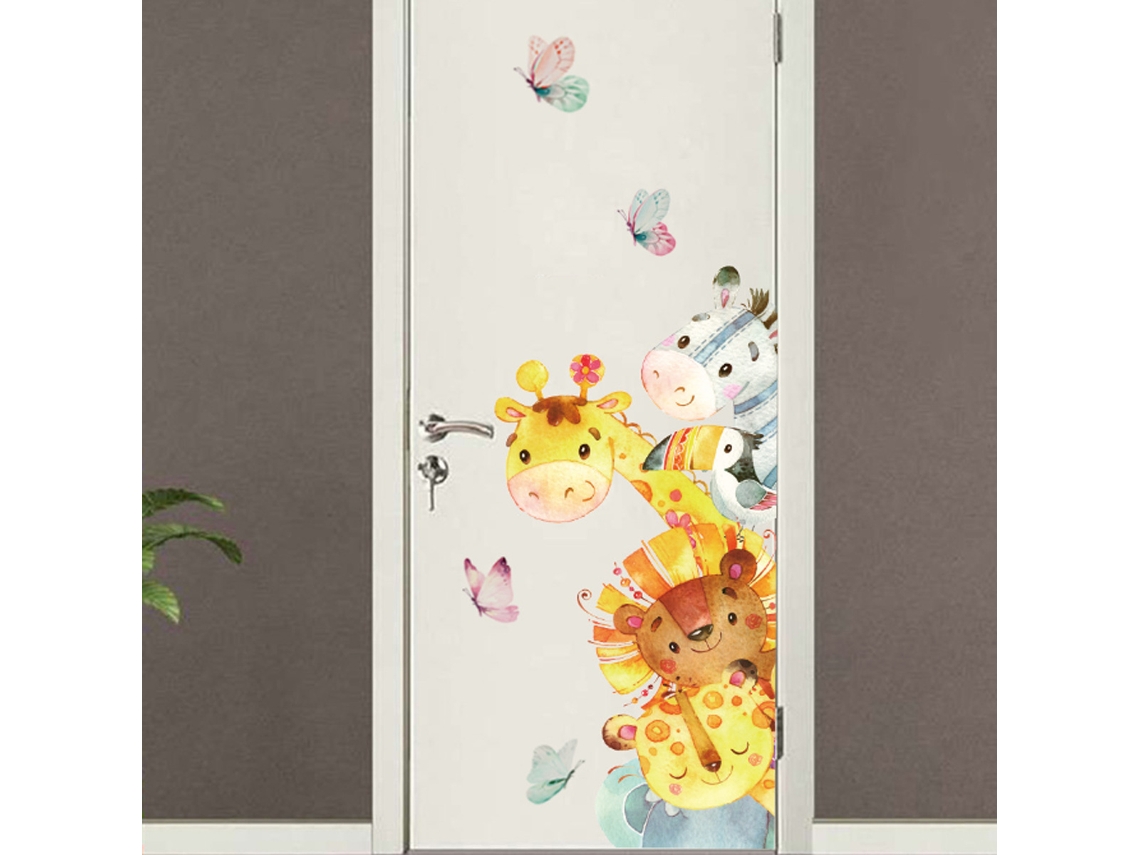 Pegatinas de animales de la selva, pintura de acuarela para habitación infantil RNEMITERY