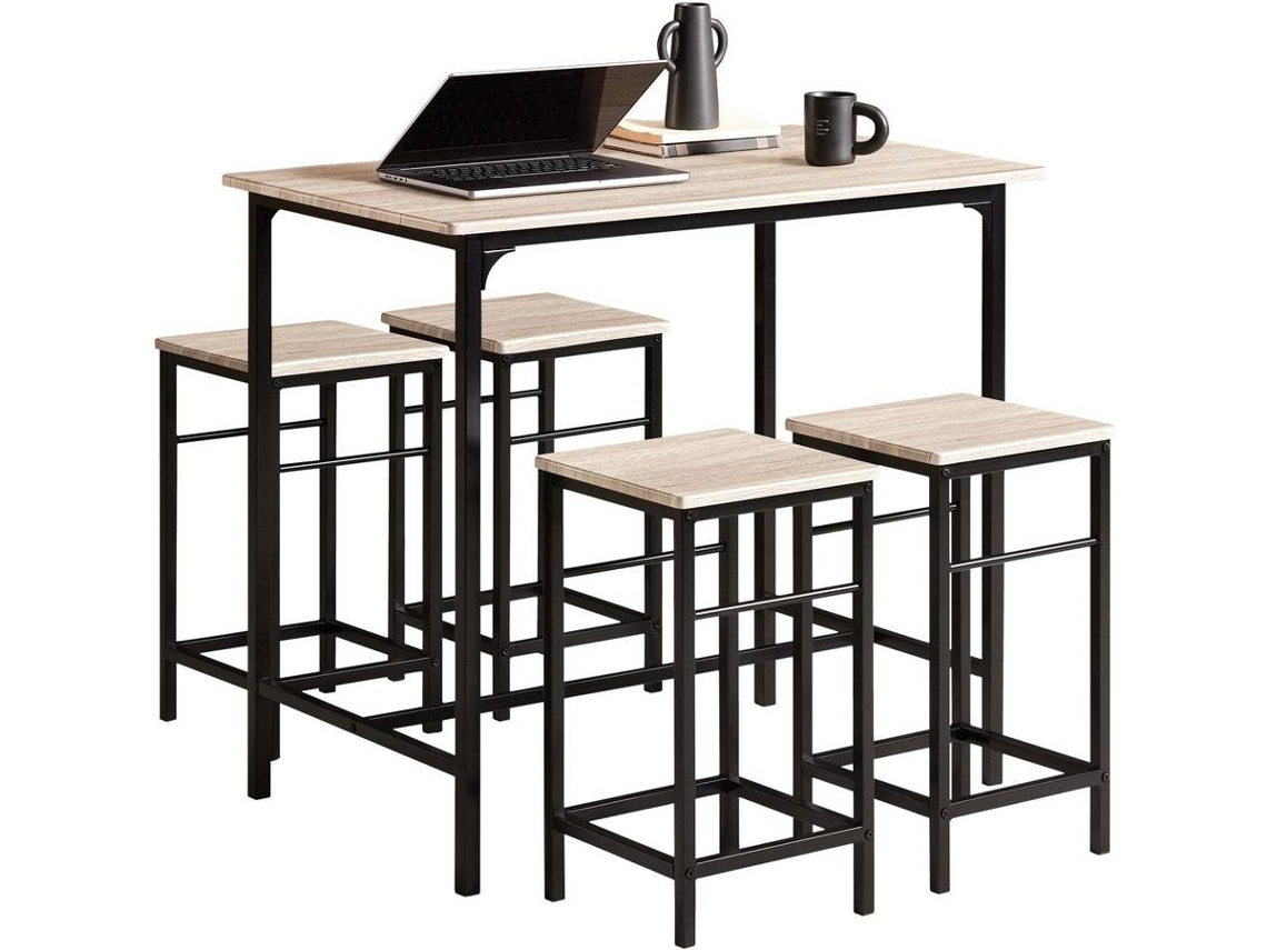 Conjunto de Comedor SOBUY (Marrón y Negro - MDF y Metal - 100x60x87 cm)