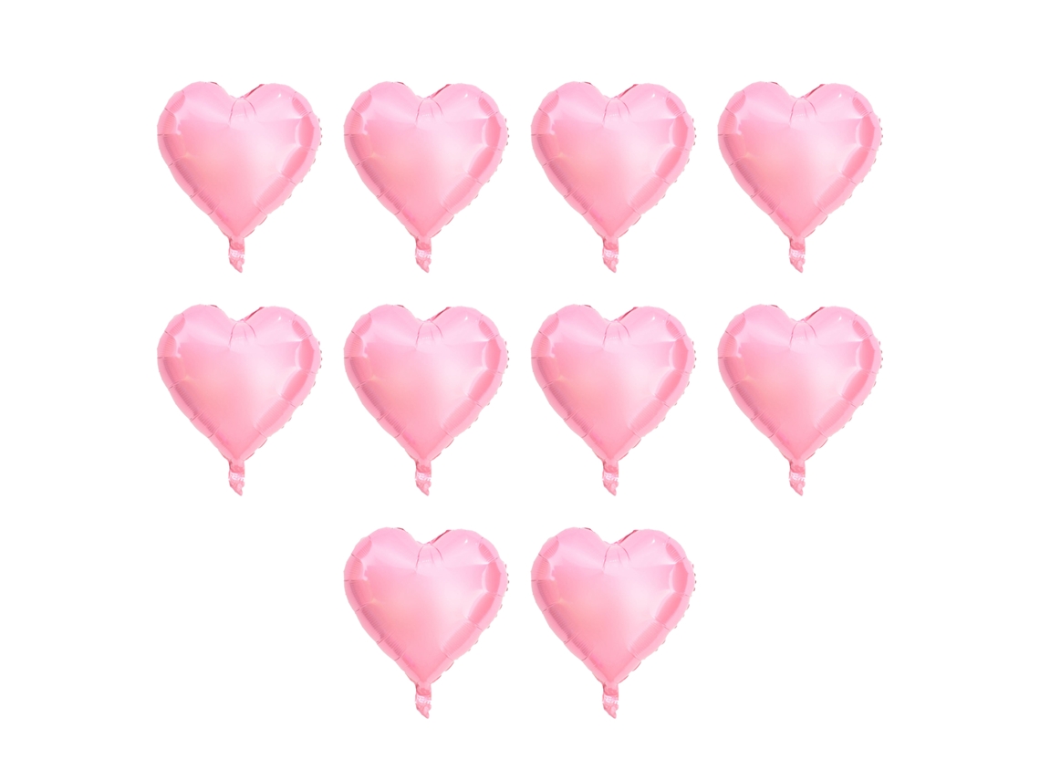 10 globos de aluminio rosas con forma de corazón de 25 cm (10 pulgadas) para decoración.