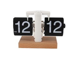 Reloj de mesa digital Baok automático mecánico con pantalla abatible de 12 horas, AM/PM, con base de madera vintage para el hogar y la oficina, color negro.