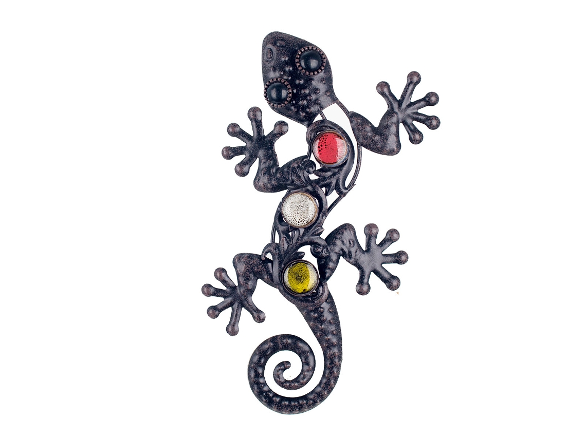 Signes Grimalt - Lagarto decorativo Negro de Metal | Figura de Lagarto Salamandra Pared Salamandra Decoración Pared 2x13x22cm BY SIGRIS