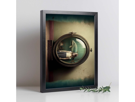 NACNIC Poster Ojo De Buey En Estilo Surrealismo Cinematográfico Ilustraciones Y Grabados De Historieta Abstracta Y Artística A4 Marcos Negros