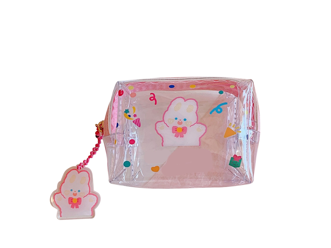 Neceser Portátil De Pvc Transparente E Impermeable, Mini Neceser De Viaje Con Diseño De Conejito Adorable.