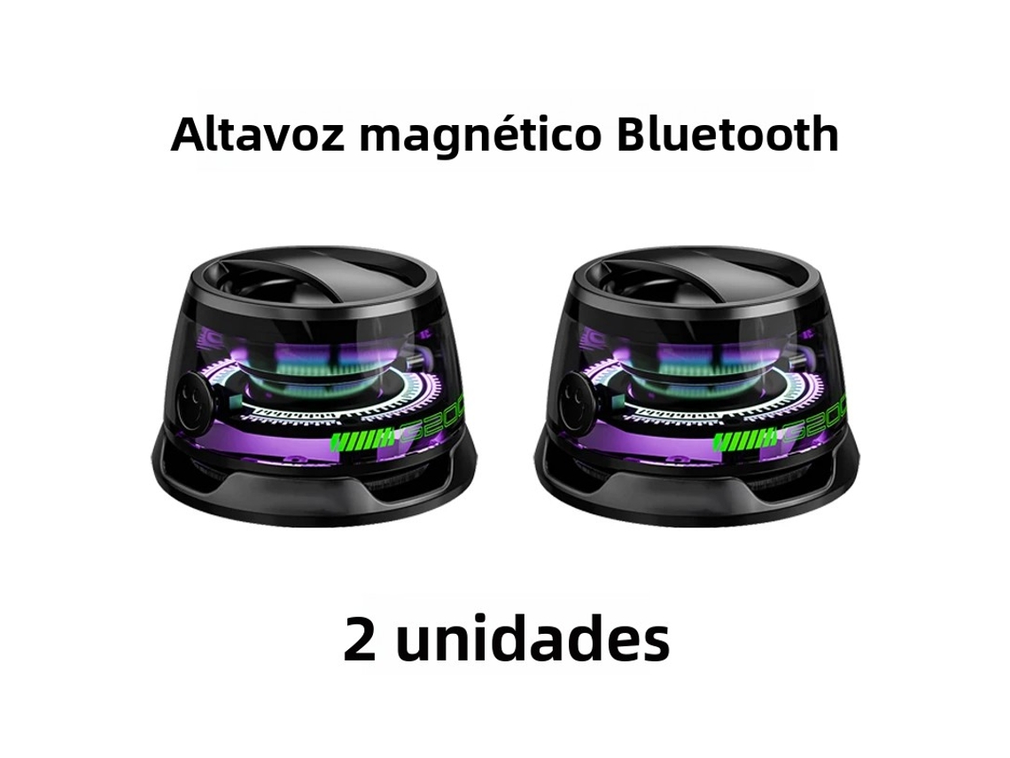 Paquete De 2 Altavoces Magnéticos Bluetooth G200, Altavoz Dual Portátil Multifuncional Con Led