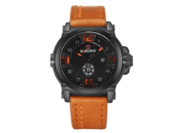 Reloj De Pulsera De Cuarzo Para Hombre Naviforce, Resistente Al Agua Hasta 30 M, Con Fecha Y Correa De Pu Negra Y Naranja.
