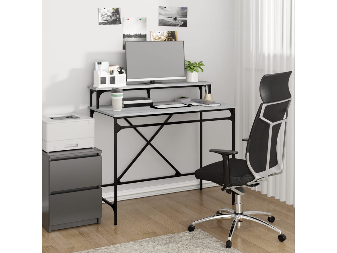 Escritorio | Mesa | Escritorio 100x50x90 cm Madera/Derivados de hierro Gris Sonoma