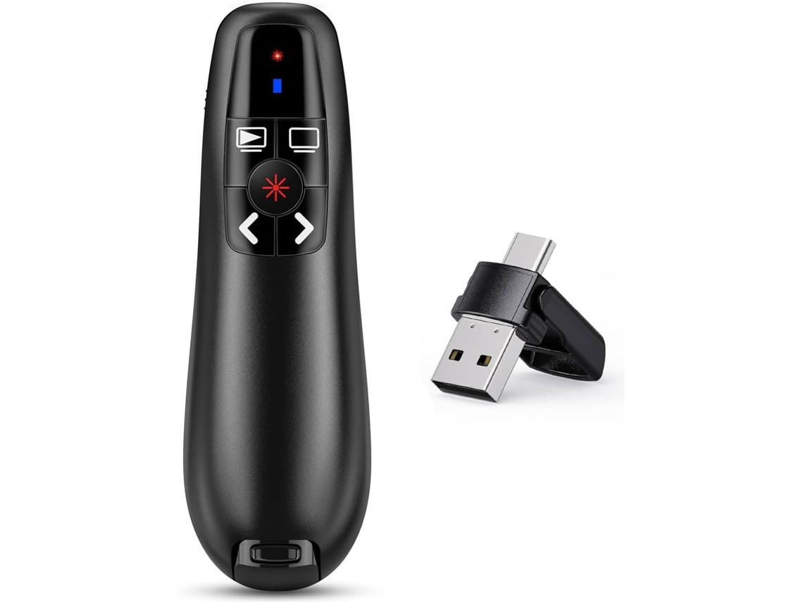 Apresentador Usb C 2 Em 1 Para Apresentações Em Powerpoint Apresentador Sem Fio De 2.4 Ghz Remote Clicker GERTIZ