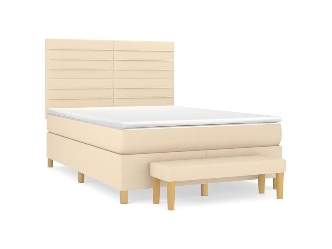 Maison Exclusive - Cama Box Spring Con Colchón Tela Color Crema 140x200 Cm