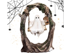 Estatua De Fantasma Columpiándose En Un Árbol: Decoración Espeluznante De Resina Para Mesa O Centro De Mesa.