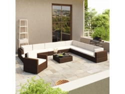 Conjunto de jardín de 12 piezas con cojines de mimbre marrón de DKD Home Decor