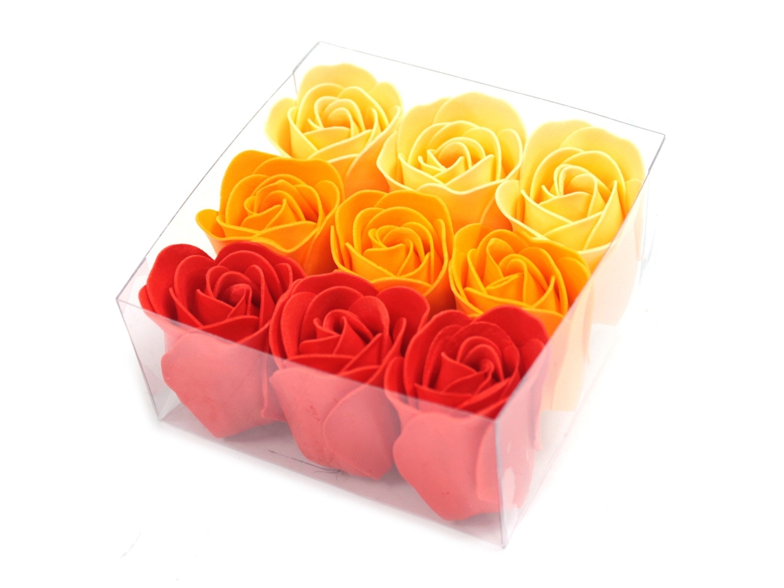 Set de 9 Flores de Sabão Rosas Pêssego 9X9X4.5 Cm