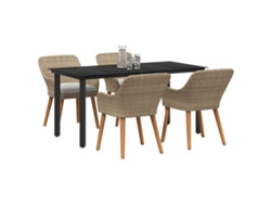 Maison Exclusive - Juego de comedor de jardín de 5 piezas en mimbre beige con cojines