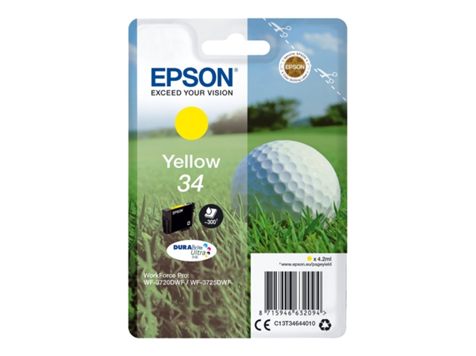 Cartucho de tinta original EPSON 34, Bola de golf 4,2 ml , Amarillo, C13T34644020, T3464