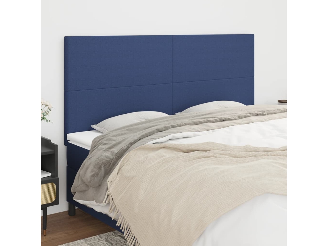 Pack 4 Uds Cabeceroscabecero De Camapanel De Cabecera De Tela Azul 90x5x78/88 Cm