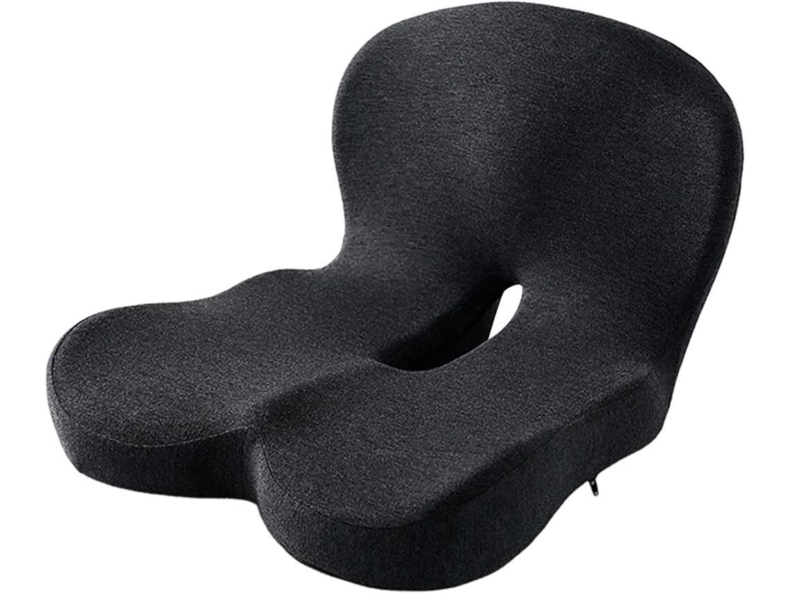 Cojín De Asiento De Espuma Viscoelástica 2 En 1 Almohada De Apoyo Lumbar Gris Oscuro Gertiz