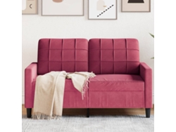 Sofá De 2 Plazas De Terciopelo Rojo Tinto 120 Cm